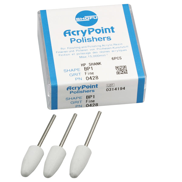 Shofu Dental 0428 AcryPoint Polishers BP1 Fine HP Handpiece Fine 6/Pk Shofu Dental 0428 AcryPoint Polishers BP1 Fine HP Handpiece Fine 6/Pk